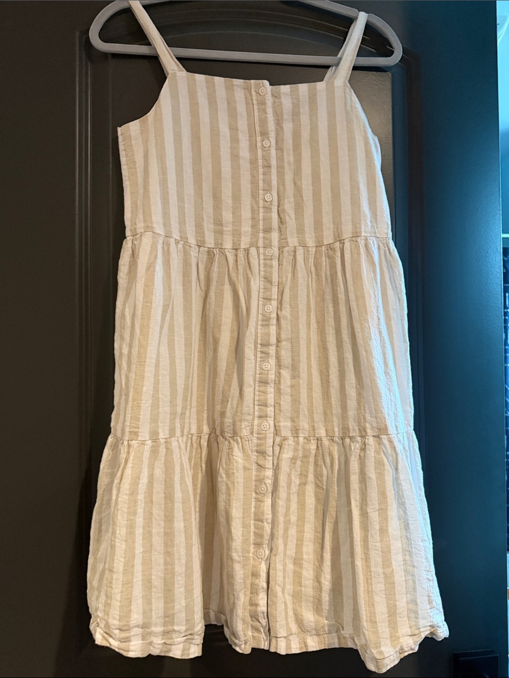 GAP Cream and White Striped Tiered Sundress